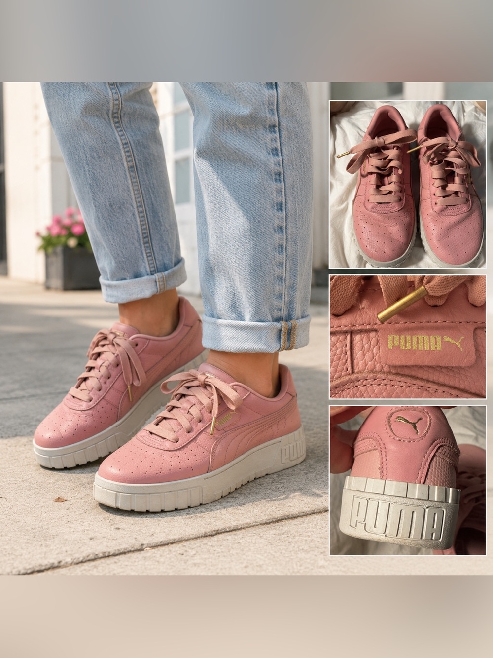 Puma Cali Wedge Blush Pink Gold Platform Sneaker Women’s 8.5